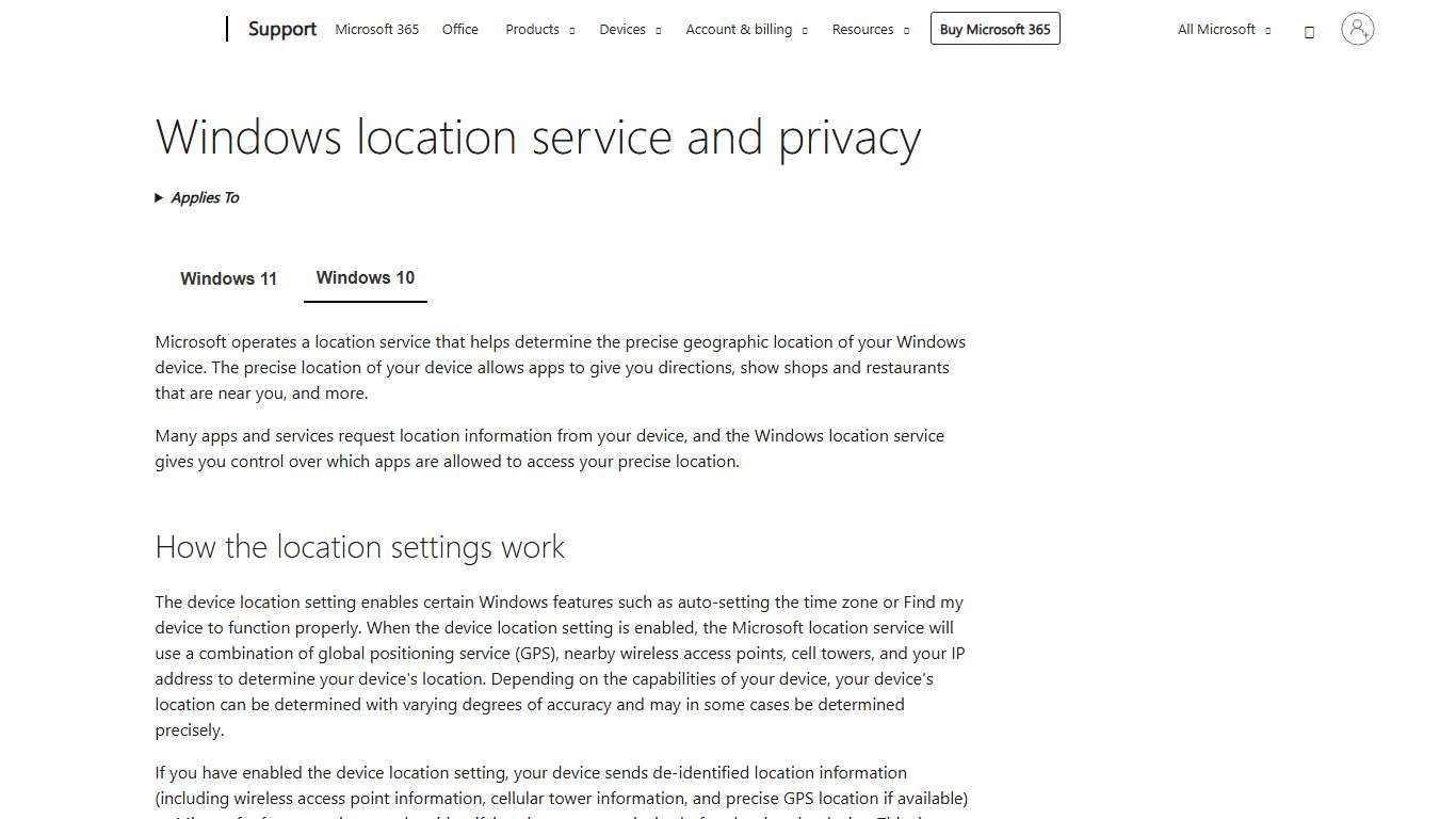 Windows location service and privacy - Microsoft Support